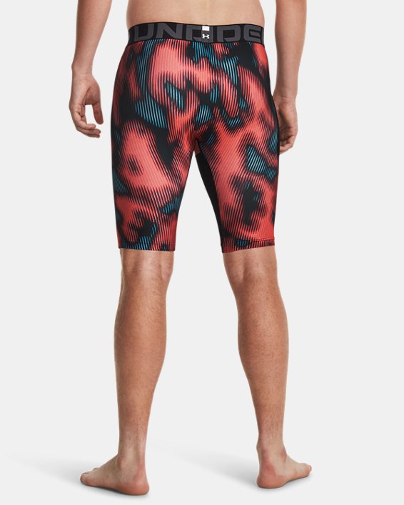 Men's HeatGear® Printed Long Shorts, Red, pdpMainDesktop image number 1